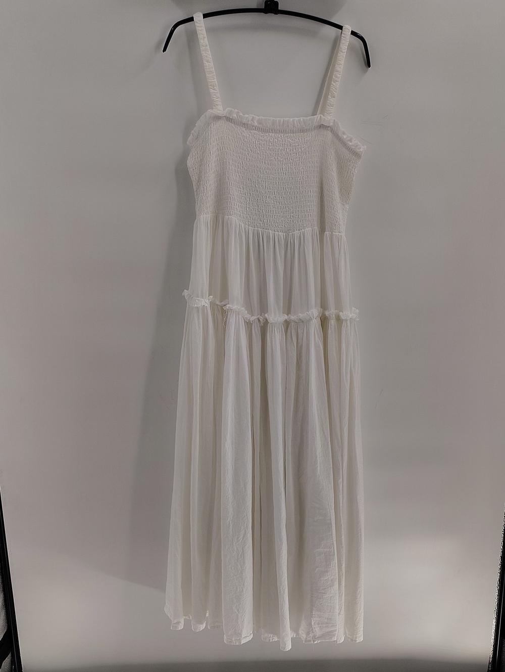 ASOS DESIGN Tiered Midi Dress White Size 10 Skinny Straps Smocked Bodice